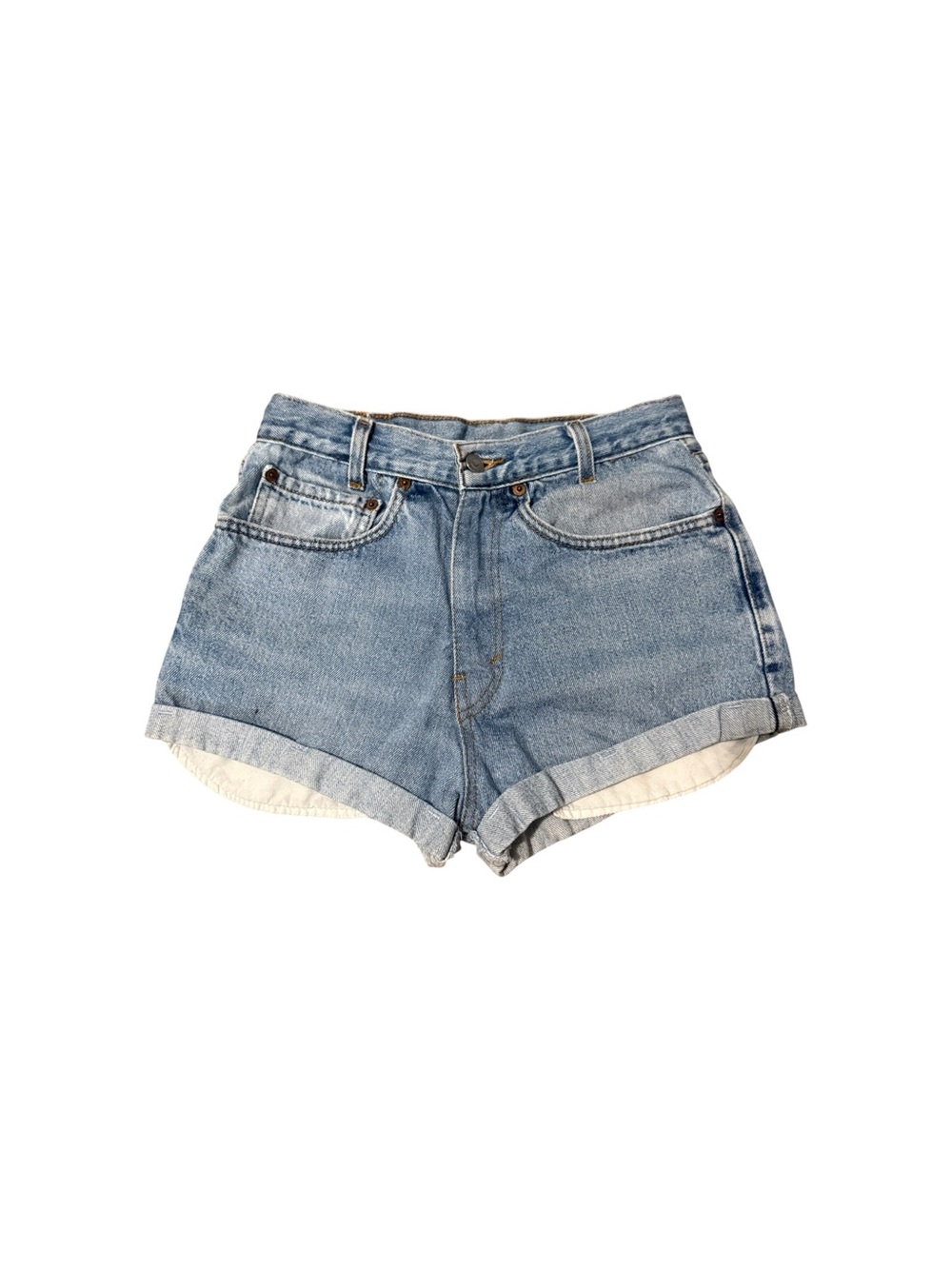 Levi's Light Blue High-Rise Rolled Hem Jean Shorts